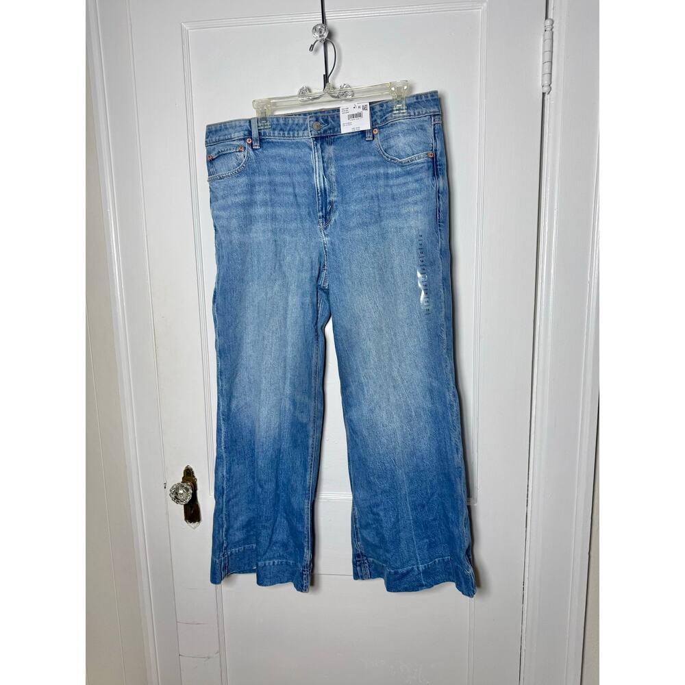 American Eagle Outfitters Baggy High Rise Flare Denim Jeans Women's 14 S NEW - Picture 2 of 11